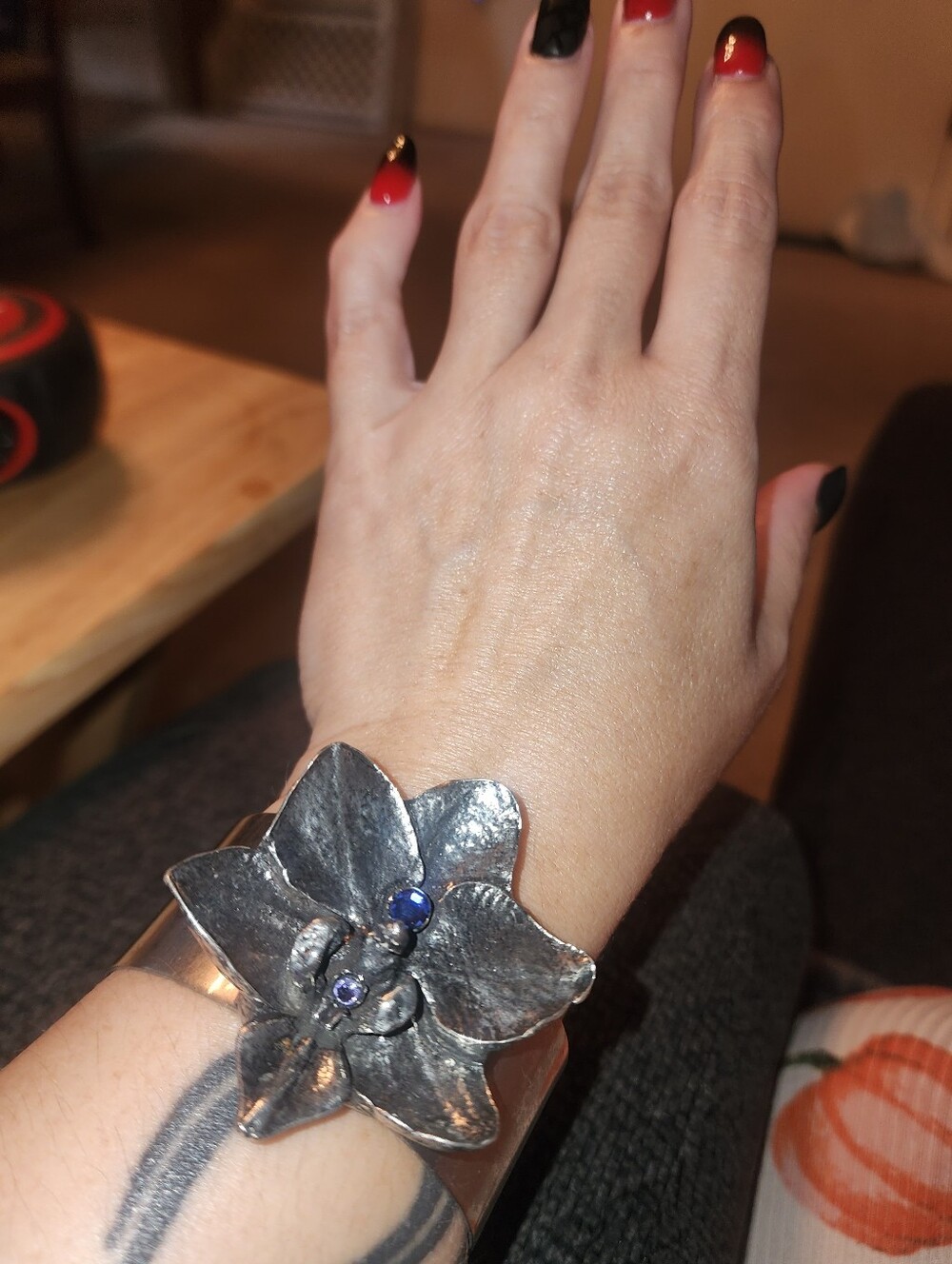Martha Rotten Boat Orchid cuff with Tanzanite stone no longer available